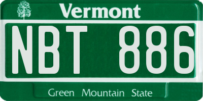 VT license plate NBT886