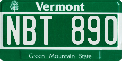 VT license plate NBT890