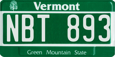 VT license plate NBT893