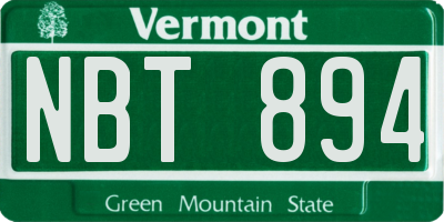 VT license plate NBT894