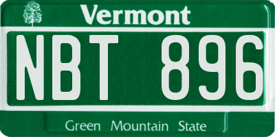 VT license plate NBT896