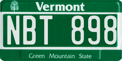 VT license plate NBT898