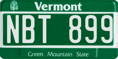 VT license plate NBT899