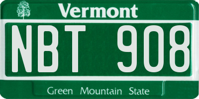 VT license plate NBT908