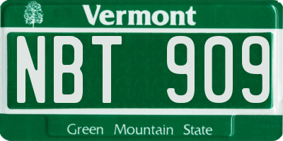 VT license plate NBT909