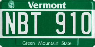 VT license plate NBT910