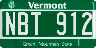 VT license plate NBT912