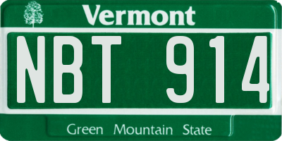 VT license plate NBT914