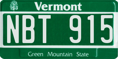 VT license plate NBT915