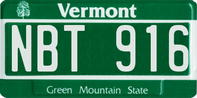 VT license plate NBT916