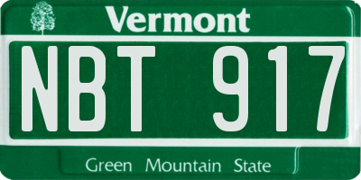 VT license plate NBT917