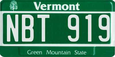 VT license plate NBT919