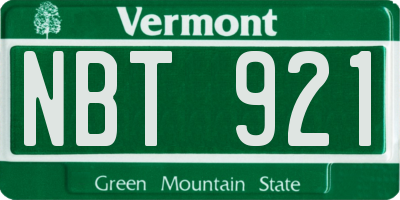VT license plate NBT921
