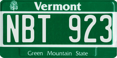 VT license plate NBT923