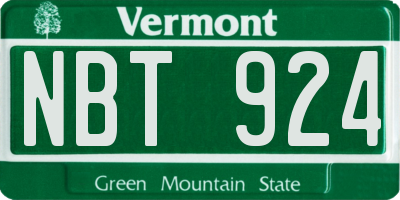 VT license plate NBT924