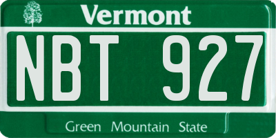 VT license plate NBT927