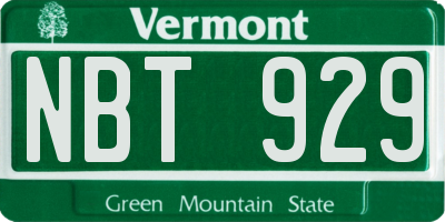 VT license plate NBT929
