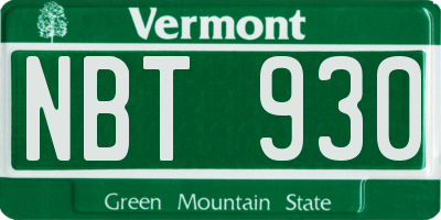VT license plate NBT930