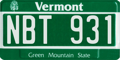 VT license plate NBT931