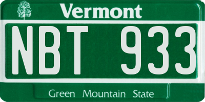 VT license plate NBT933
