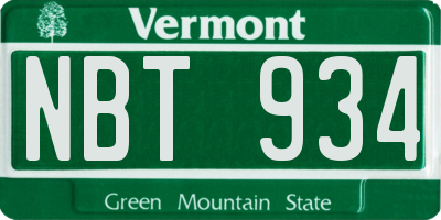 VT license plate NBT934