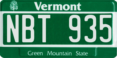 VT license plate NBT935