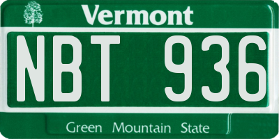 VT license plate NBT936
