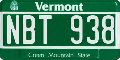 VT license plate NBT938