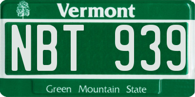 VT license plate NBT939