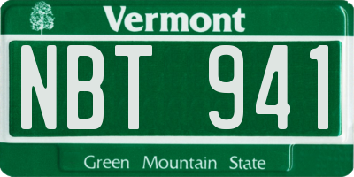 VT license plate NBT941