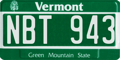 VT license plate NBT943