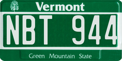 VT license plate NBT944