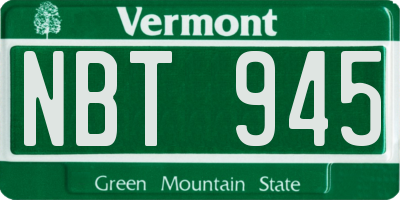 VT license plate NBT945