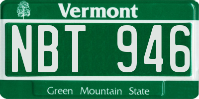 VT license plate NBT946