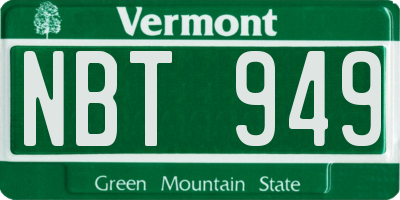 VT license plate NBT949