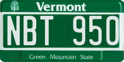 VT license plate NBT950