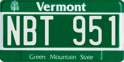 VT license plate NBT951