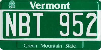 VT license plate NBT952