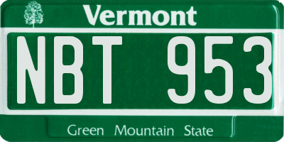 VT license plate NBT953
