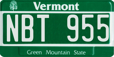 VT license plate NBT955