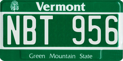 VT license plate NBT956