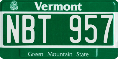 VT license plate NBT957