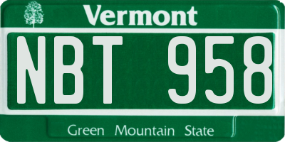 VT license plate NBT958