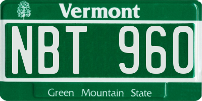 VT license plate NBT960
