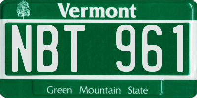 VT license plate NBT961