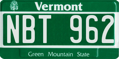 VT license plate NBT962