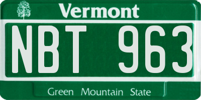 VT license plate NBT963