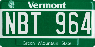VT license plate NBT964