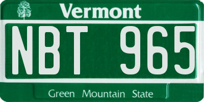 VT license plate NBT965