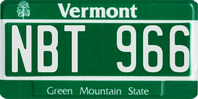 VT license plate NBT966